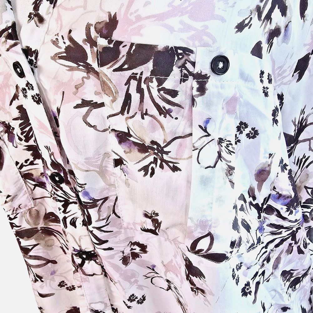 Nwt Franne Golde Alora Blouse Womens Xxl Floral Button Down Shirt Pink Black — image 3 of 8